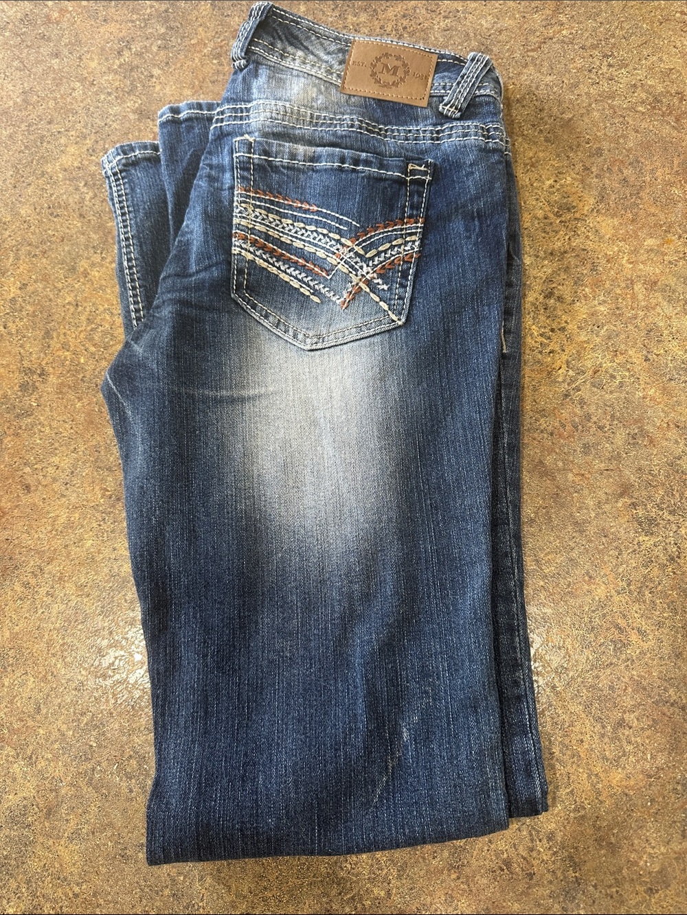 Maurices Dark Blue Straight Leg Jeans with Embroidered Pocket. Never worn